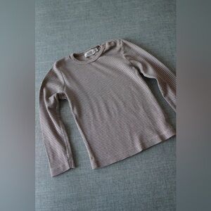 Wheat Rib T-Shirt Long Sleeve in Affogato Stripe